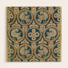 18th Century Spanish Textile Print Wood Wall Art