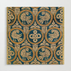 18th Century Spanish Textile Print Wood Wall Art