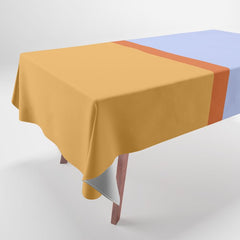 70s Summer Color Block Blue and Orange Tablecloth