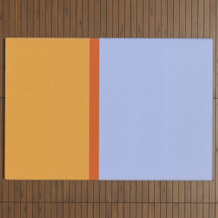 70s Summer Color Block Blue and Orange Outdoor Rug