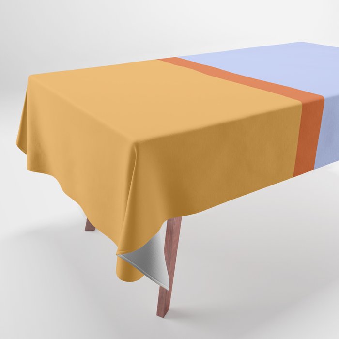 70s Summer Color Block Blue and Orange Tablecloth