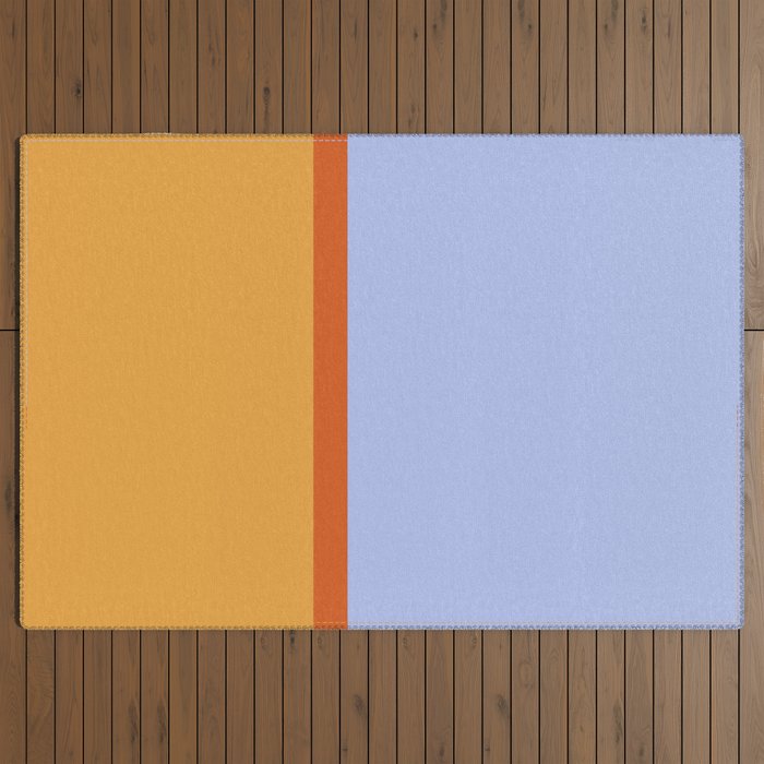 70s Summer Color Block Blue and Orange Outdoor Rug