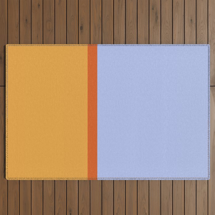 70s Summer Color Block Blue and Orange Outdoor Rug
