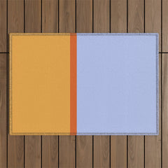 70s Summer Color Block Blue and Orange Outdoor Rug