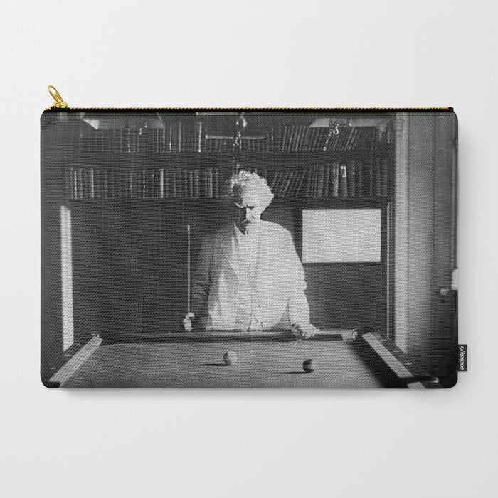 1891 Mark Twain playing billiards, pool black and white vintage photograph / photography Carry All Pouch