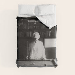 1891 Mark Twain playing billiards, pool black and white vintage photograph / photography Duvet Cover