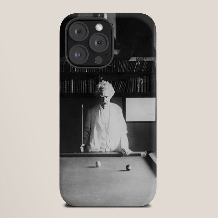 1891 Mark Twain playing billiards, pool black and white vintage photograph / photography iPhone Case