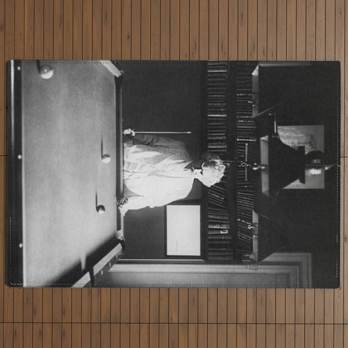 1891 Mark Twain playing billiards, pool black and white vintage photograph / photography Outdoor Rug