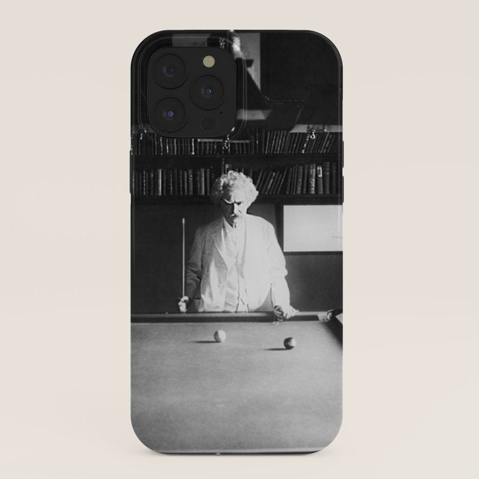 1891 Mark Twain playing billiards, pool black and white vintage photograph / photography iPhone Case