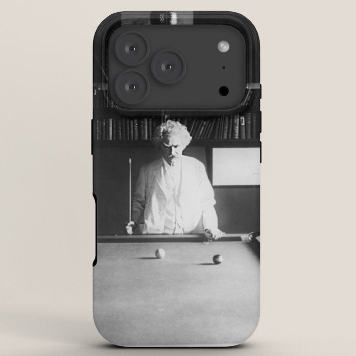 1891 Mark Twain playing billiards, pool black and white vintage photograph / photography iPhone Case