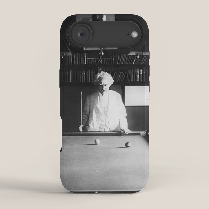 1891 Mark Twain playing billiards, pool black and white vintage photograph / photography iPhone Case