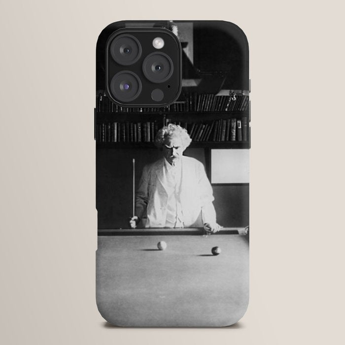1891 Mark Twain playing billiards, pool black and white vintage photograph / photography iPhone Case