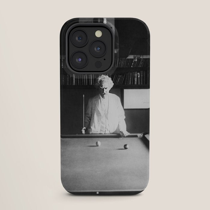 1891 Mark Twain playing billiards, pool black and white vintage photograph / photography iPhone Case