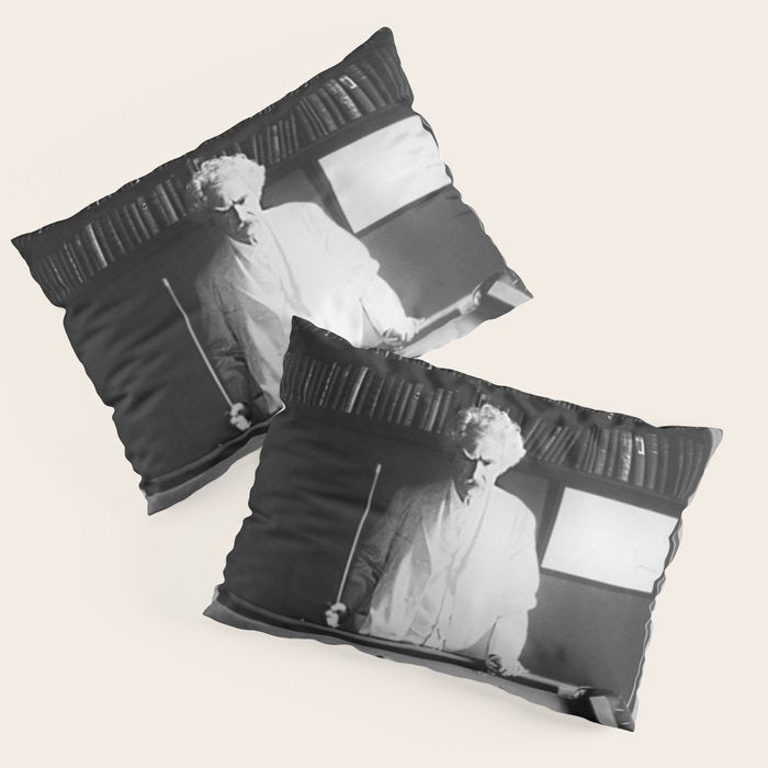 1891 Mark Twain playing billiards, pool black and white vintage photograph / photography Pillow Sham