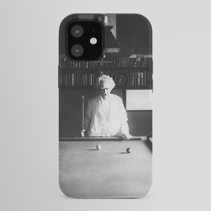 1891 Mark Twain playing billiards, pool black and white vintage photograph / photography iPhone Case