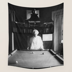 1891 Mark Twain playing billiards, pool black and white vintage photograph / photography Wall Tapestry