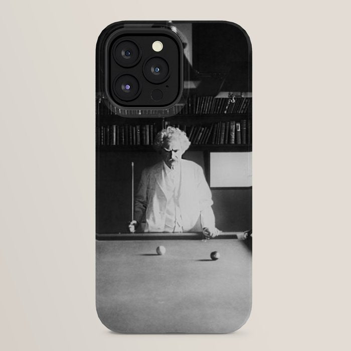 1891 Mark Twain playing billiards, pool black and white vintage photograph / photography iPhone Case