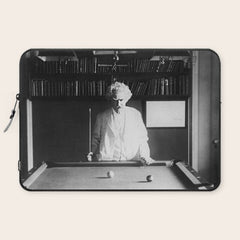 1891 Mark Twain playing billiards, pool black and white vintage photograph / photography Laptop Sleeve
