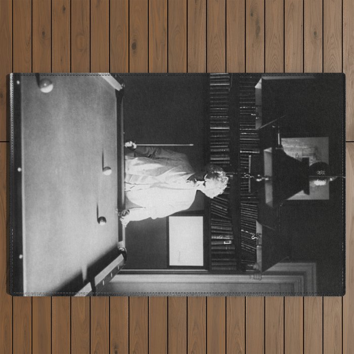 1891 Mark Twain playing billiards, pool black and white vintage photograph / photography Outdoor Rug