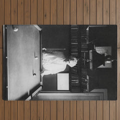 1891 Mark Twain playing billiards, pool black and white vintage photograph / photography Outdoor Rug