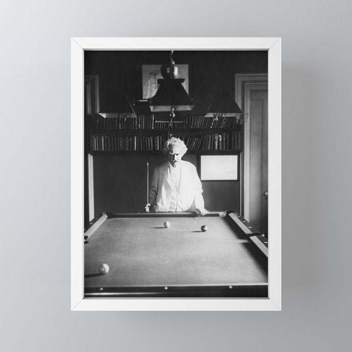 1891 Mark Twain playing billiards, pool black and white vintage photograph / photography Mini Art Print