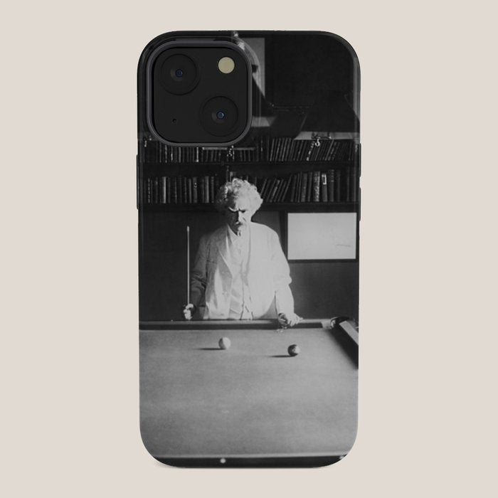 1891 Mark Twain playing billiards, pool black and white vintage photograph / photography iPhone Case