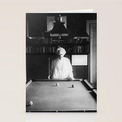 1891 Mark Twain playing billiards, pool black and white vintage photograph / photography Stationery Card