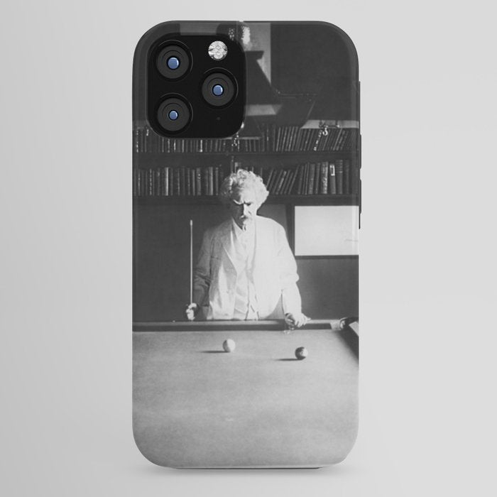 1891 Mark Twain playing billiards, pool black and white vintage photograph / photography iPhone Case