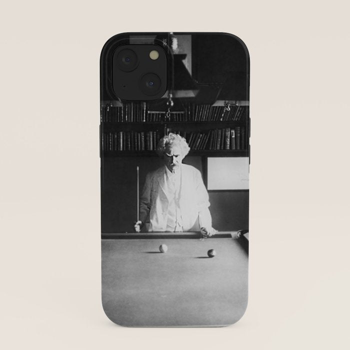 1891 Mark Twain playing billiards, pool black and white vintage photograph / photography iPhone Case