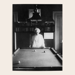 1891 Mark Twain playing billiards, pool black and white vintage photograph / photography Poster