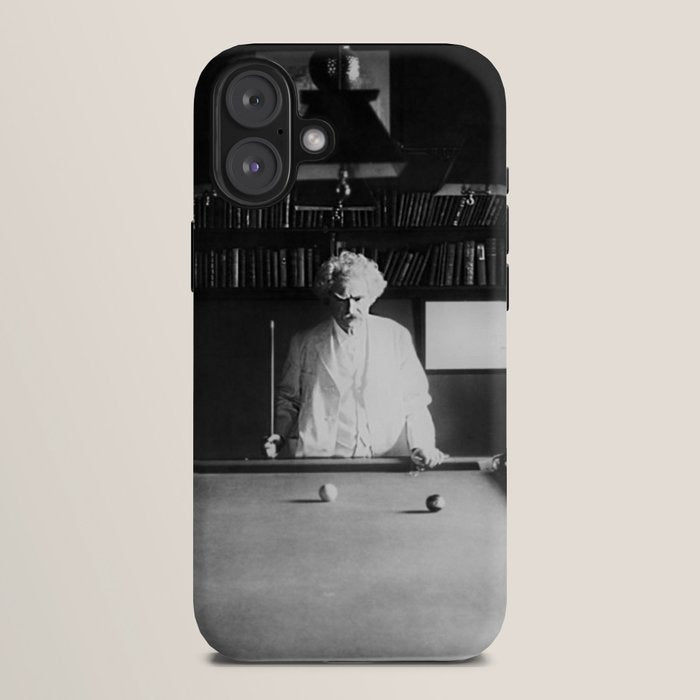 1891 Mark Twain playing billiards, pool black and white vintage photograph / photography iPhone Case