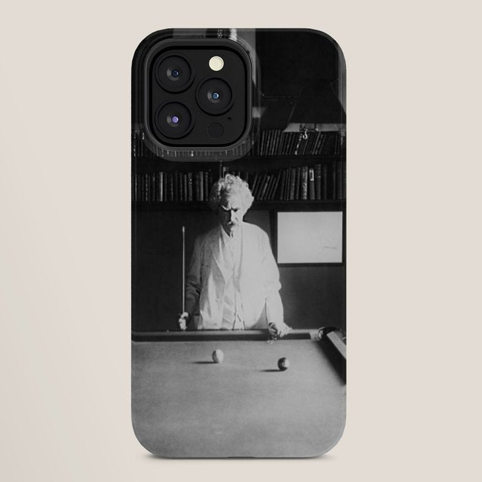 1891 Mark Twain playing billiards, pool black and white vintage photograph / photography iPhone Case