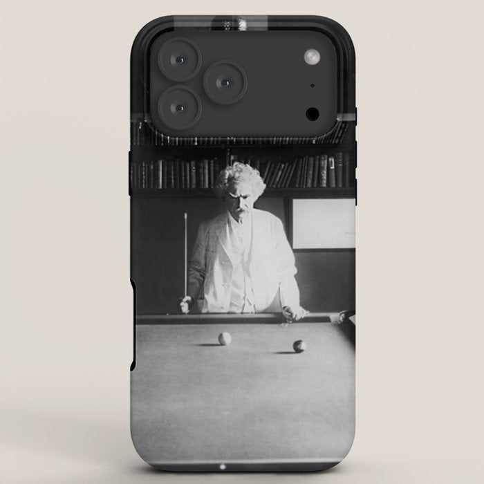 1891 Mark Twain playing billiards, pool black and white vintage photograph / photography iPhone Case