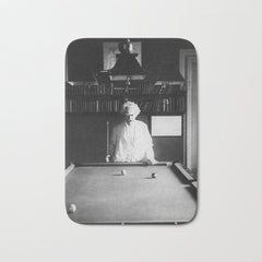 1891 Mark Twain playing billiards, pool black and white vintage photograph / photography Bath Mat