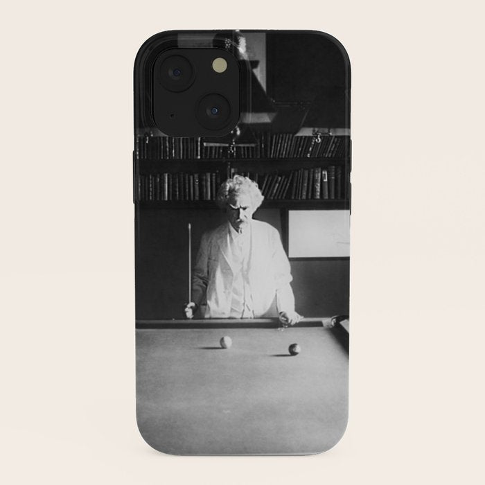 1891 Mark Twain playing billiards, pool black and white vintage photograph / photography iPhone Case