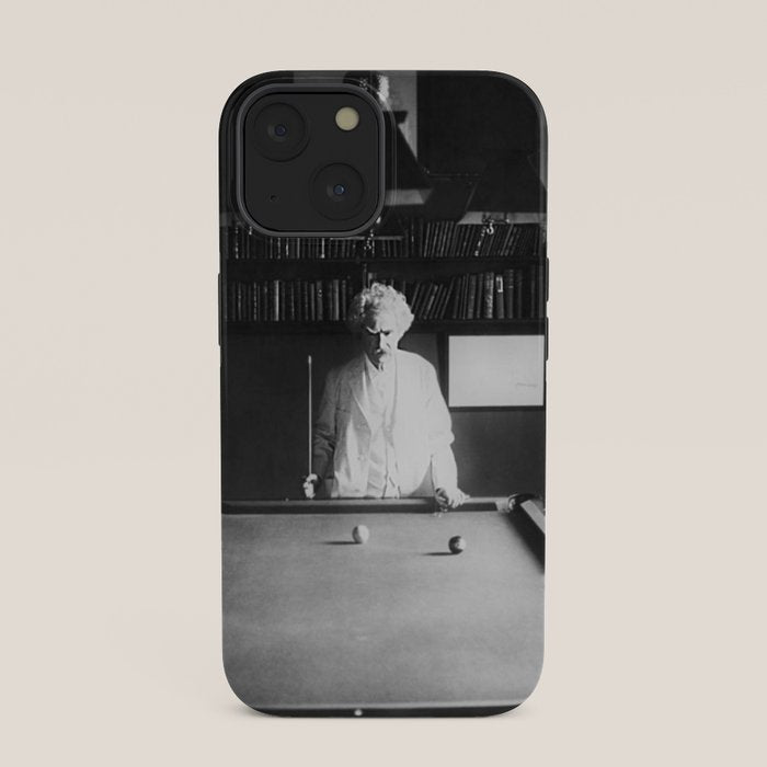 1891 Mark Twain playing billiards, pool black and white vintage photograph / photography iPhone Case