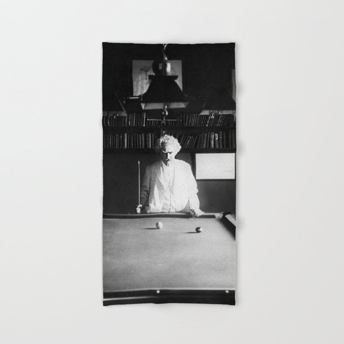 1891 Mark Twain playing billiards, pool black and white vintage photograph / photography Bath Towel