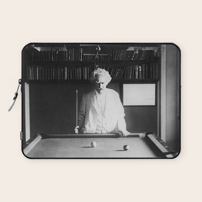 1891 Mark Twain playing billiards, pool black and white vintage photograph / photography Laptop Sleeve