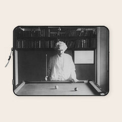 1891 Mark Twain playing billiards, pool black and white vintage photograph / photography Laptop Sleeve