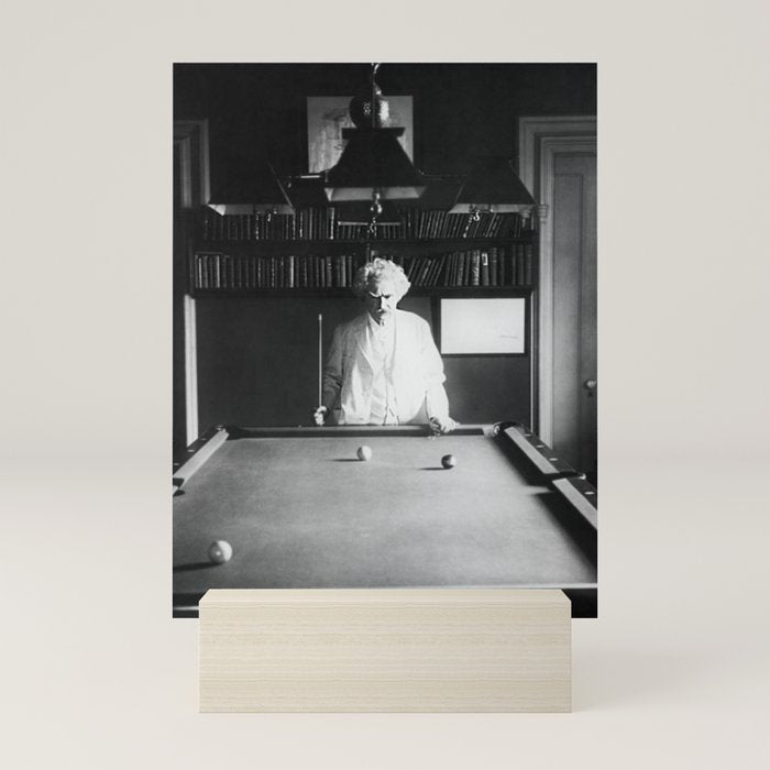 1891 Mark Twain playing billiards, pool black and white vintage photograph / photography Mini Art Print