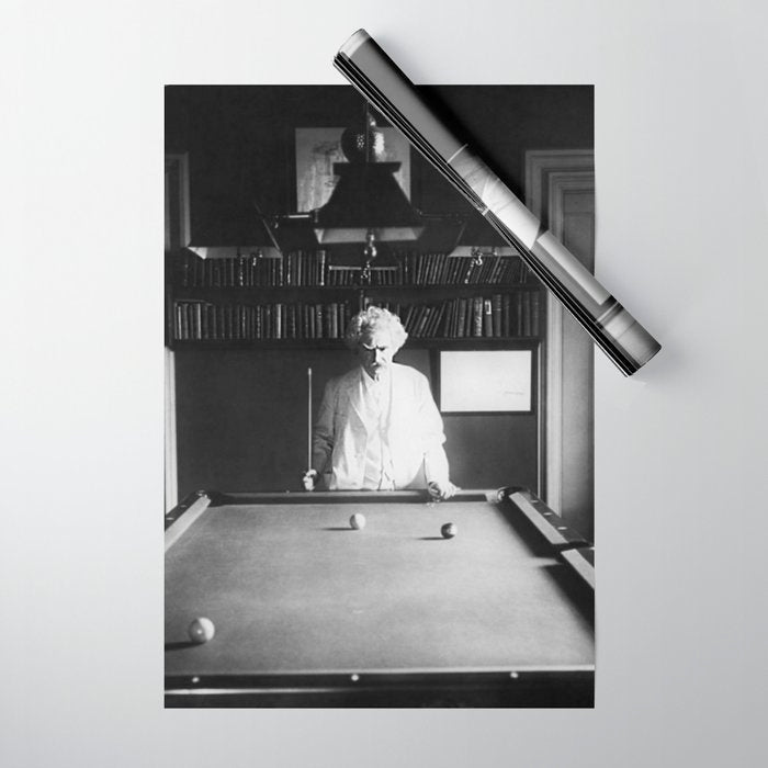 1891 Mark Twain playing billiards, pool black and white vintage photograph / photography Wrapping Paper