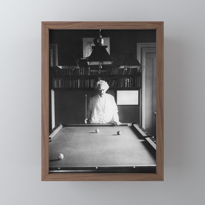 1891 Mark Twain playing billiards, pool black and white vintage photograph / photography Mini Art Print