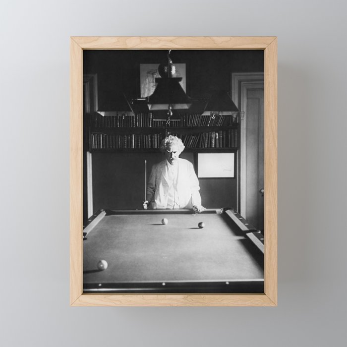 1891 Mark Twain playing billiards, pool black and white vintage photograph / photography Mini Art Print