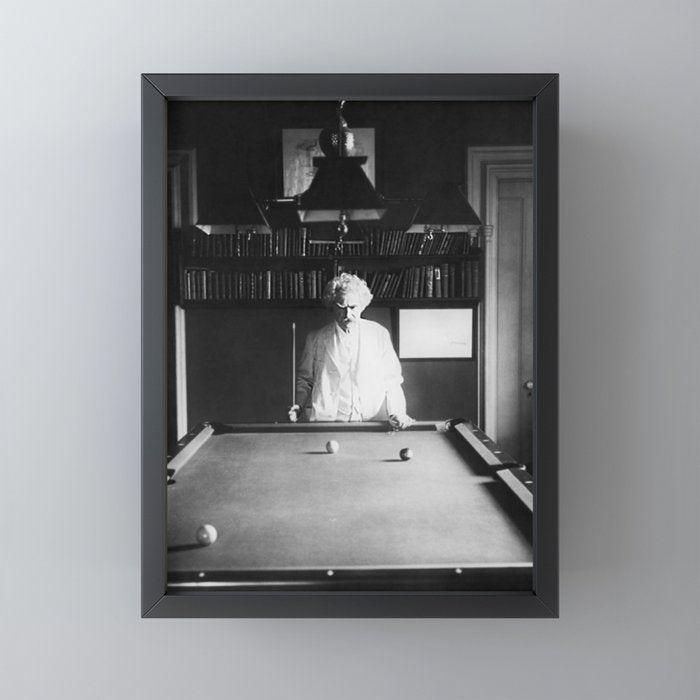 1891 Mark Twain playing billiards, pool black and white vintage photograph / photography Mini Art Print