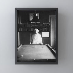 1891 Mark Twain playing billiards, pool black and white vintage photograph / photography Mini Art Print