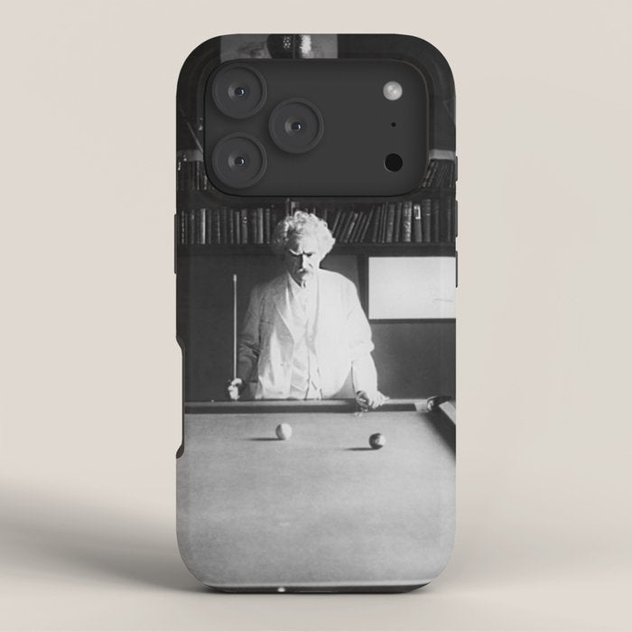 1891 Mark Twain playing billiards, pool black and white vintage photograph / photography iPhone Case