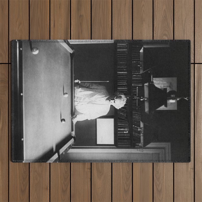 1891 Mark Twain playing billiards, pool black and white vintage photograph / photography Outdoor Rug
