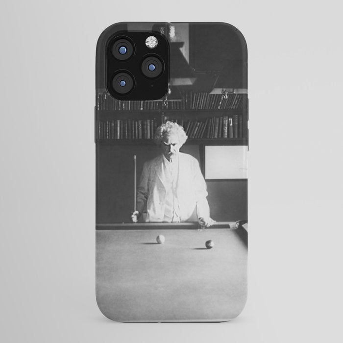 1891 Mark Twain playing billiards, pool black and white vintage photograph / photography iPhone Case