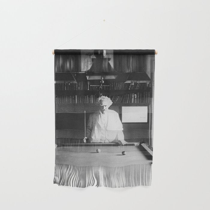 1891 Mark Twain playing billiards, pool black and white vintage photograph / photography Wall Hanging