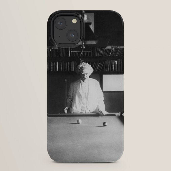 1891 Mark Twain playing billiards, pool black and white vintage photograph / photography iPhone Case